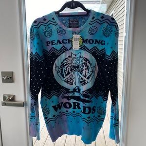 NWT RARE Rick & Morty - Peace Among Worlds - Blue/PurpleTie Dye sweater